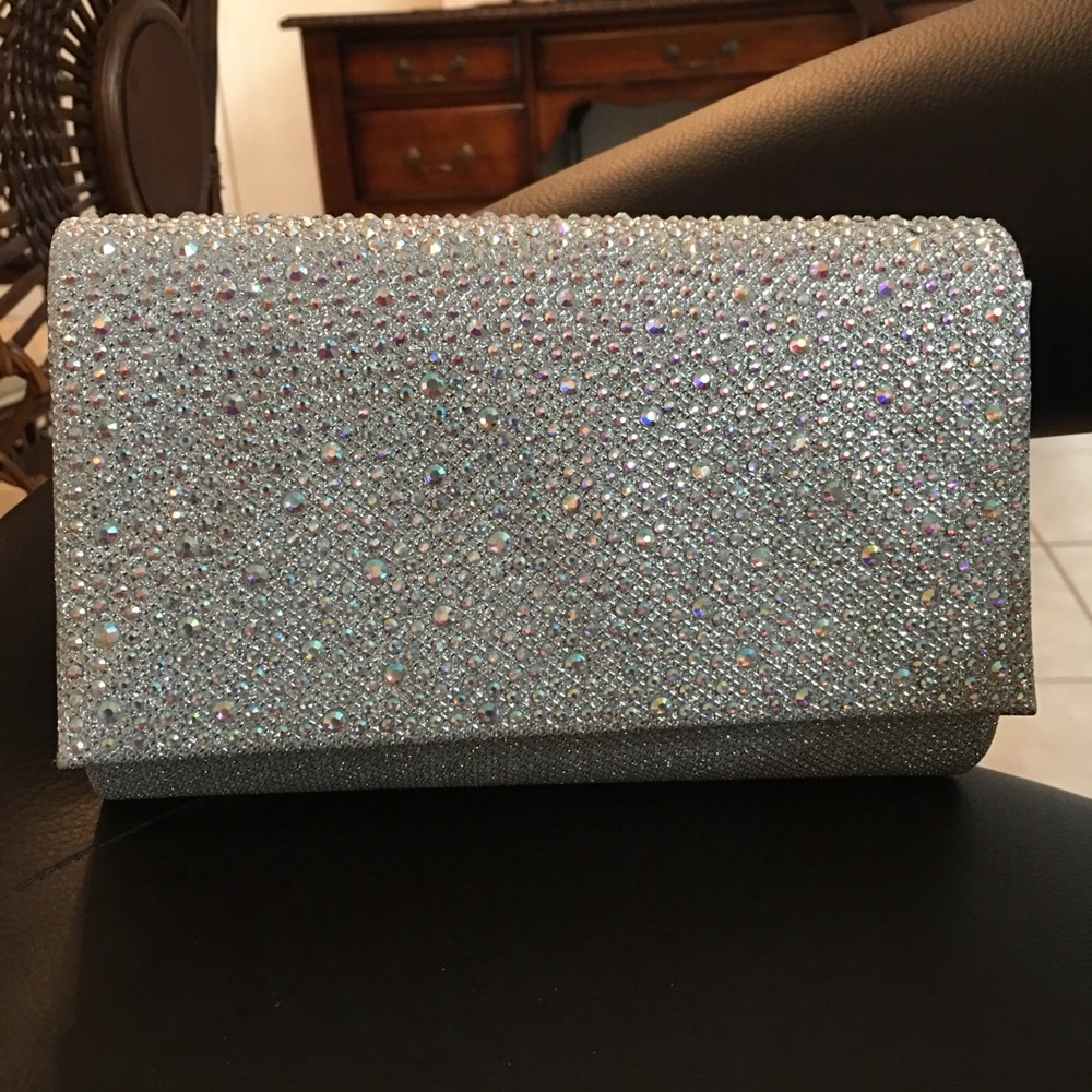 Silver Studded Sequin Clutch
